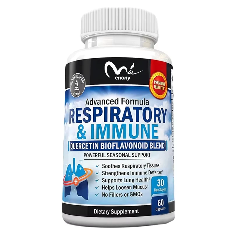 Respiratory and immune lung support supplement containing quercetin, vitamin D, and cordyceps sinensis, 60 vegetarian capsules image 4