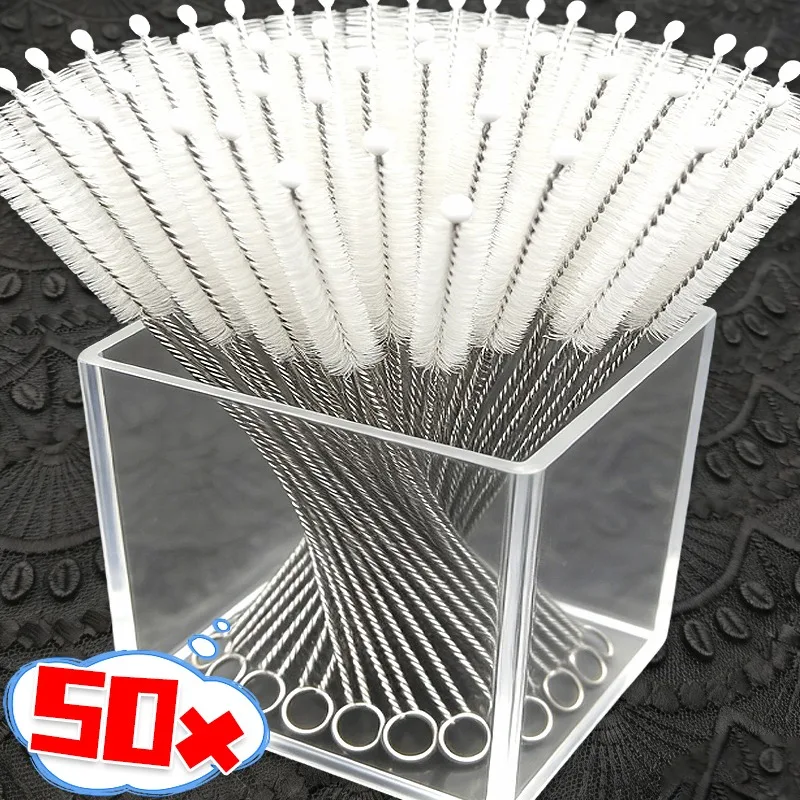 

Drinking Straw Cleaning Brush Soft Hair Stainless Steel Long Handle Straws Tubes Pipes Brushes Household Cleaning Tools