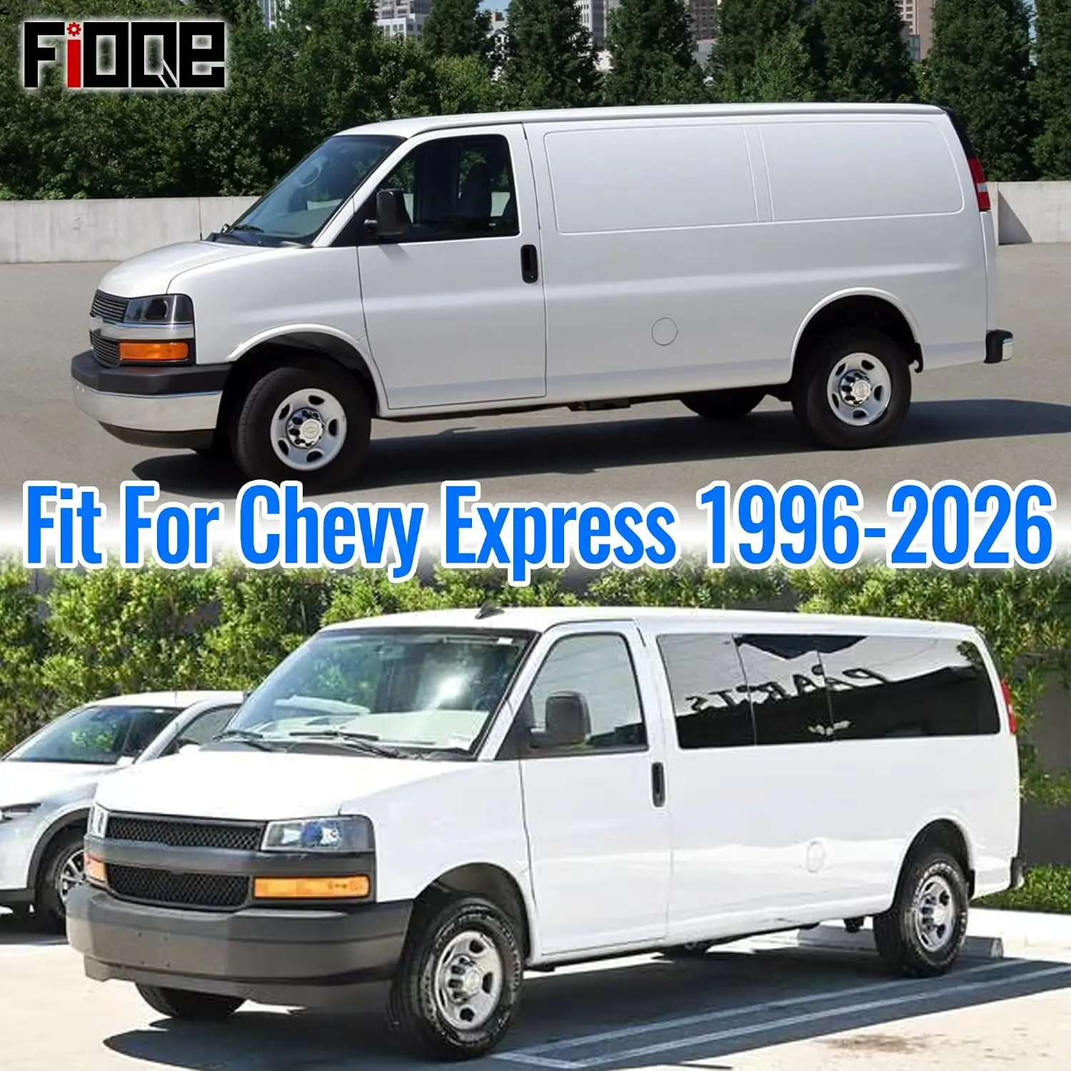 600D Heavy Duty Seat Covers for Chevy Express 1996-2025，Front Bucket Seats with Grab Handle Opening, Durable Oxford Fabric Prote