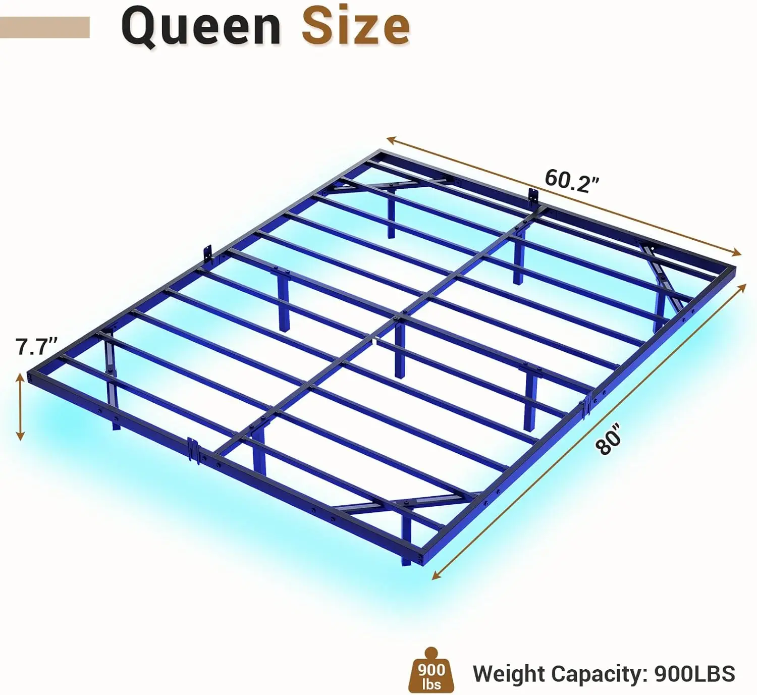 Floating Bed Frame Queen Size with LED Lights, Metal Platform Queen Bed, No Box Spring Needed, Easy to Assemble (Queen)