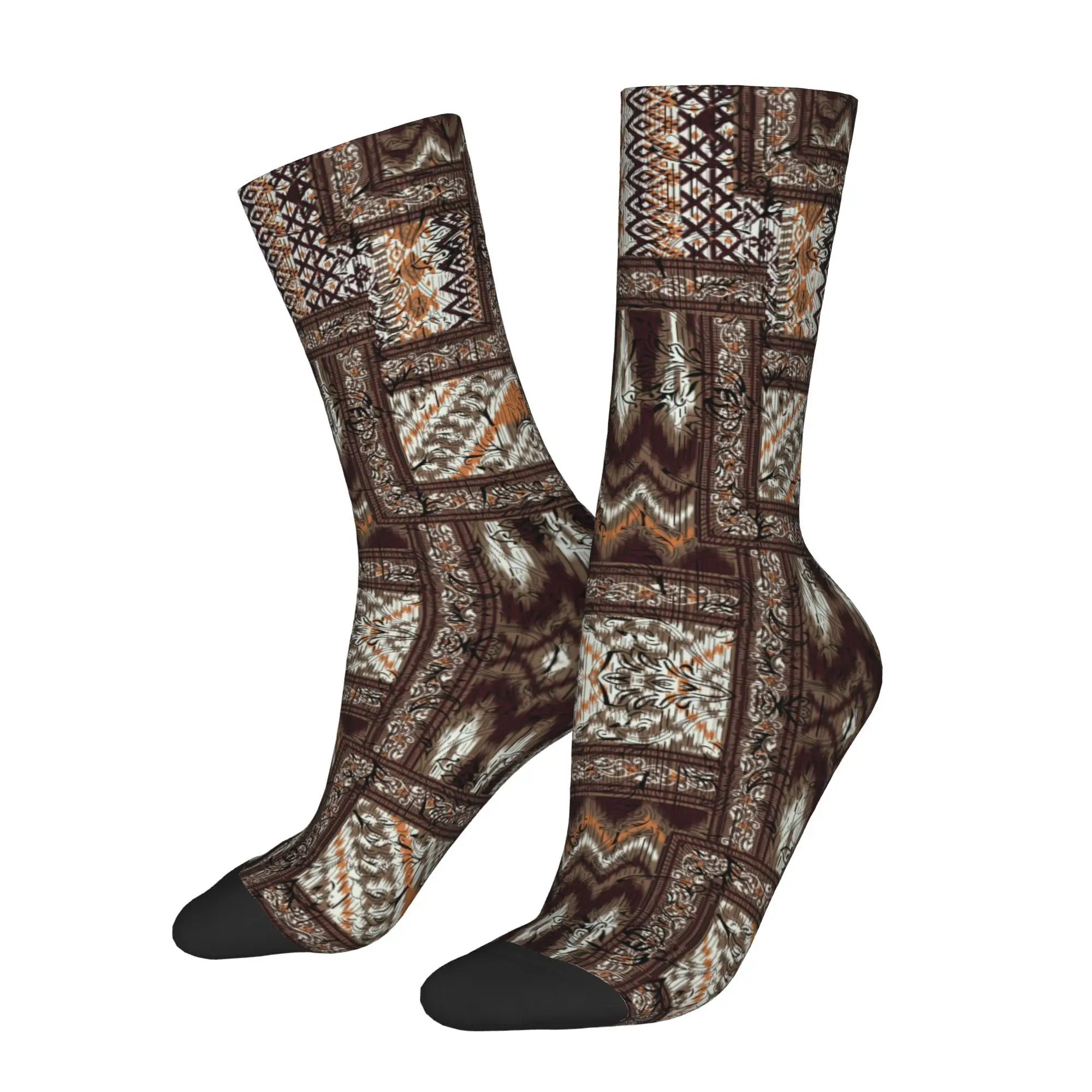 1pc Ethnic Patchwork Pattern Printed Men's Socks  Novelty Hip Hop Harajuku Pattern Crew Sock Casual Gift