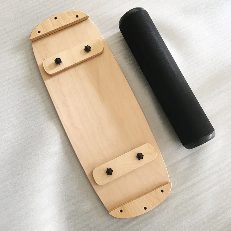 Balance Board Wooden Board Ski Yoga Training  Cork Roller Multifunctional
