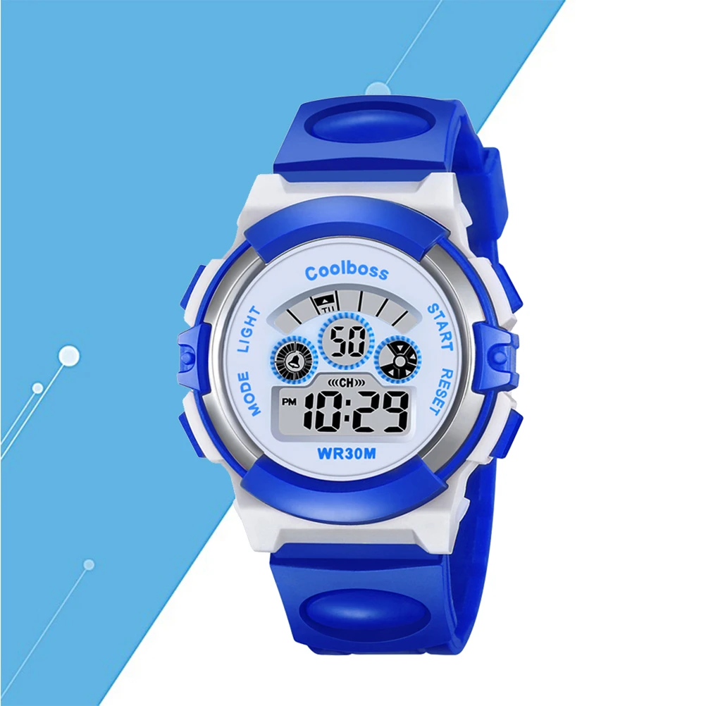 

Kid Waterproof Sports Watch Blue Silicone Cartoon Wristwatch Student Analog Kids 30m Luminous Comfortable NonToxic Adjustable