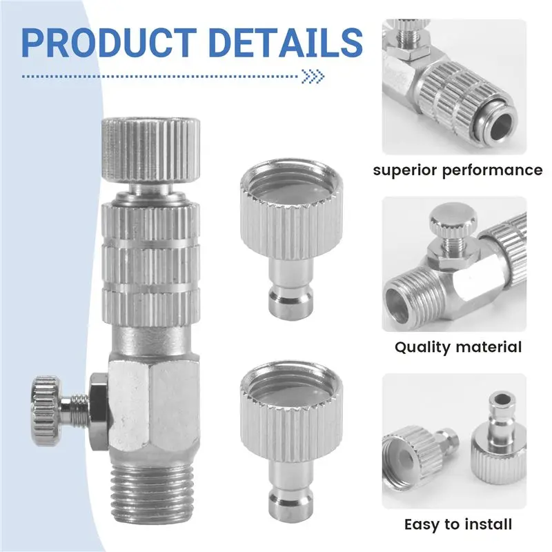 ABMI-Durable Airbrush Quick Release Coupling Disconnect Connector Adapter Replacement Accessories Standard 1/8 Inch Plug Fitting