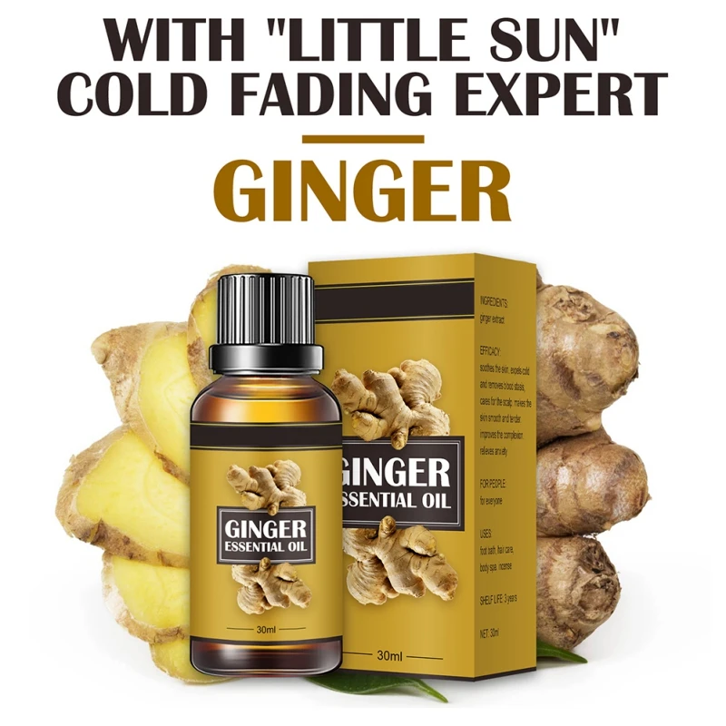 

30ml Lymphatic Drainage Therapy Plant Essential Oil Natural Ginger Oil for Dry Skin SPA Massage Promote Metabolism Body Slim