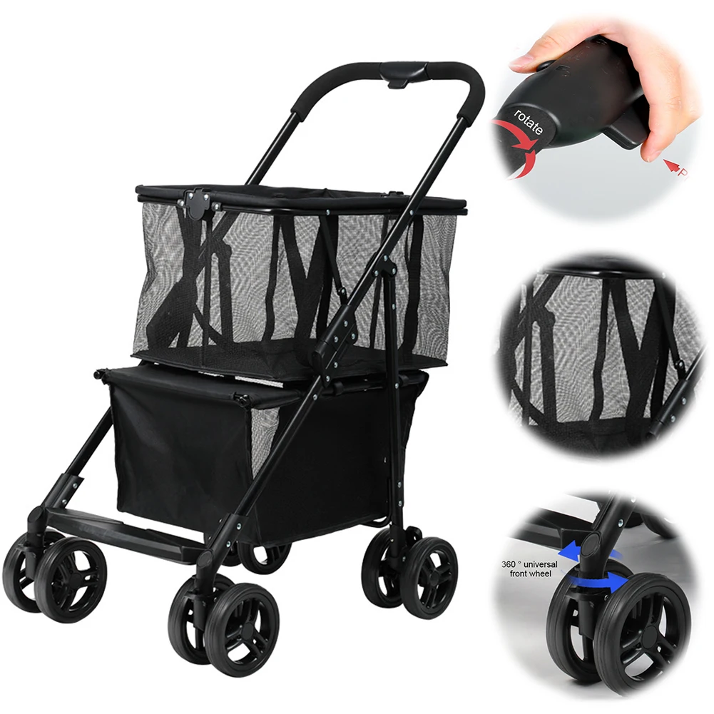 Folding Trolley Multifunctional Portable Folding Hand Truck Outdoor Shopping Cart Luggage Hand Cart with Removable Basket