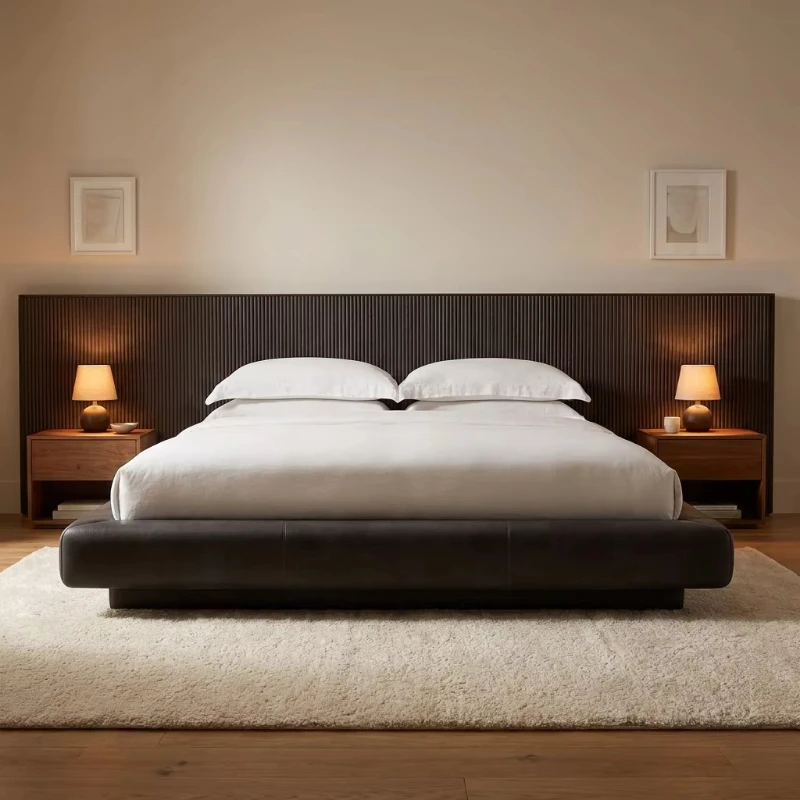 Durable bed frame manufacturer, multi-layer solid wood modern wooden bed, suitable for modern home decoration enthusiasts