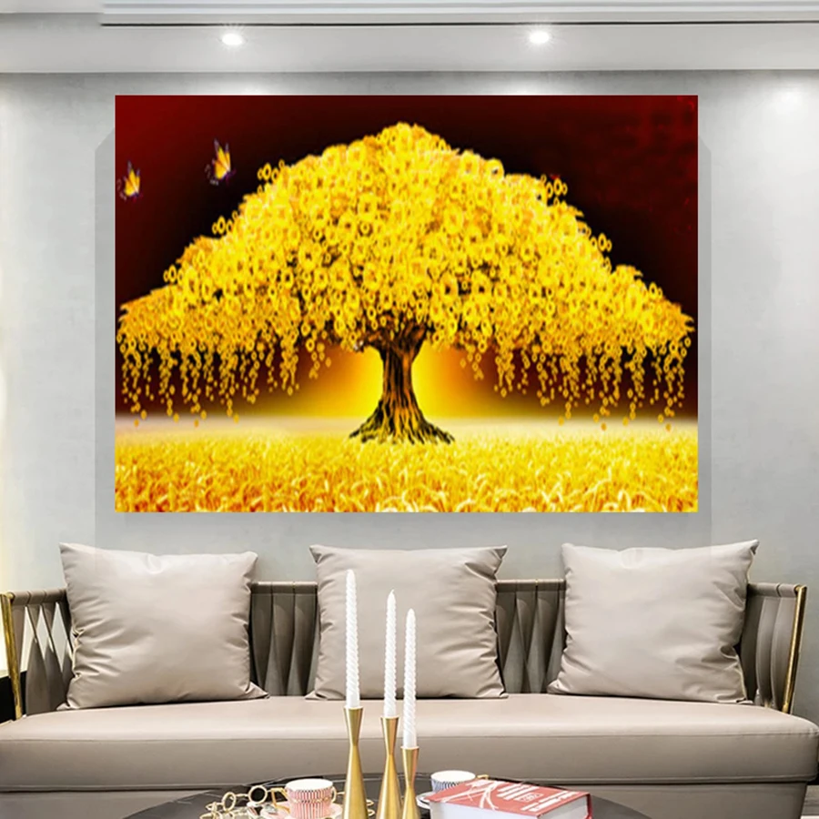 5D Diy Diamond Painting Diamond Mosaic Modern Golden Money Tree Picture Of Rhinestone Cross Stitch Embroidery Tree of Life Decor