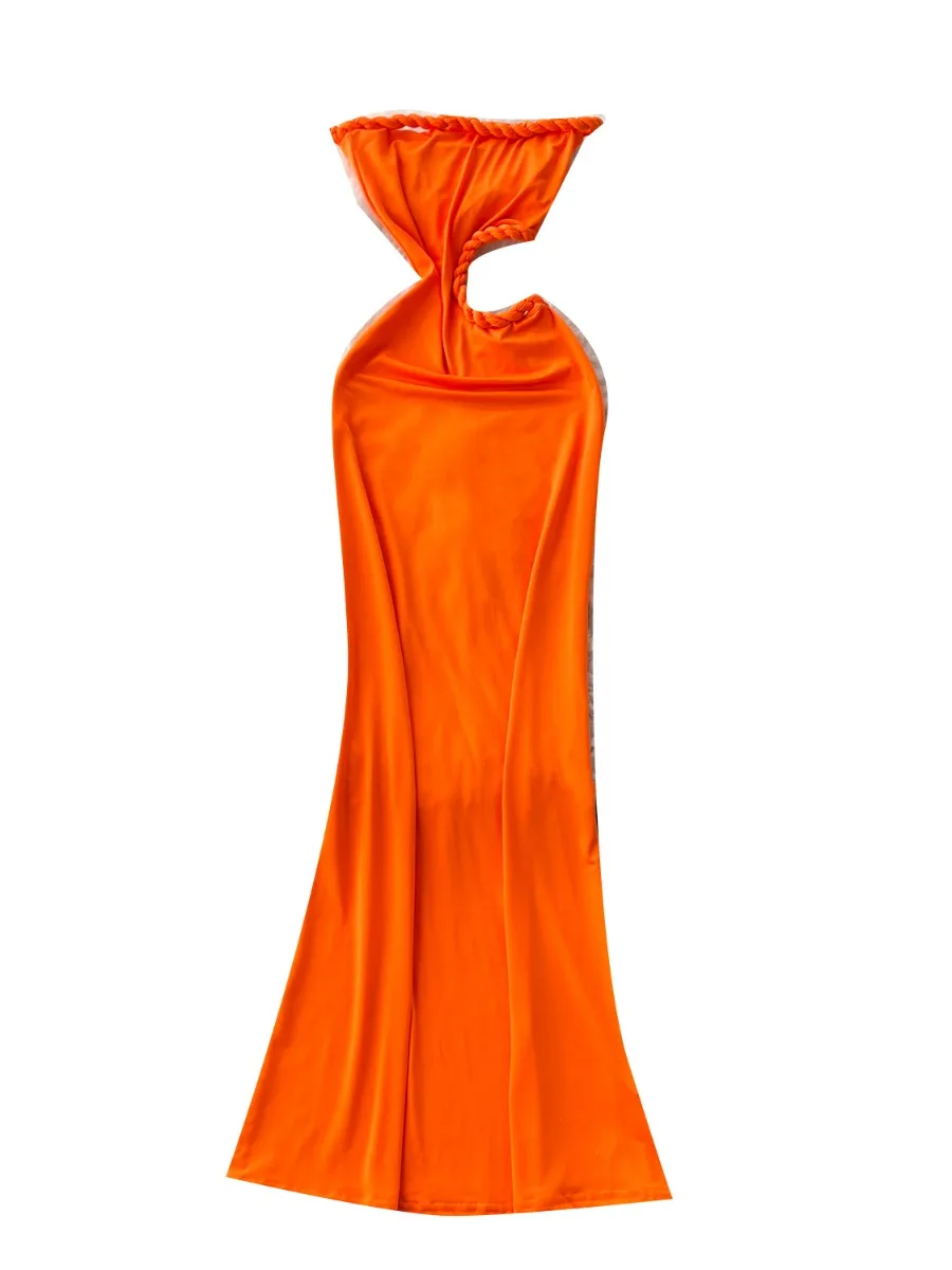 Foamlina dopamina chica caliente vestido de tubo sin tirantes mujeres verano recorte Twist diseño Irregular único hermoso vestido largo