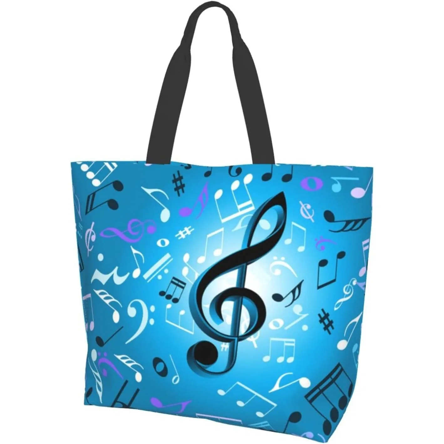 

Сумка-тоут с музыкальными нотами, продуктовая сумка, большая сумка через плечо с верхней ручкой для спортзала, пляжа, путешествий, покупок