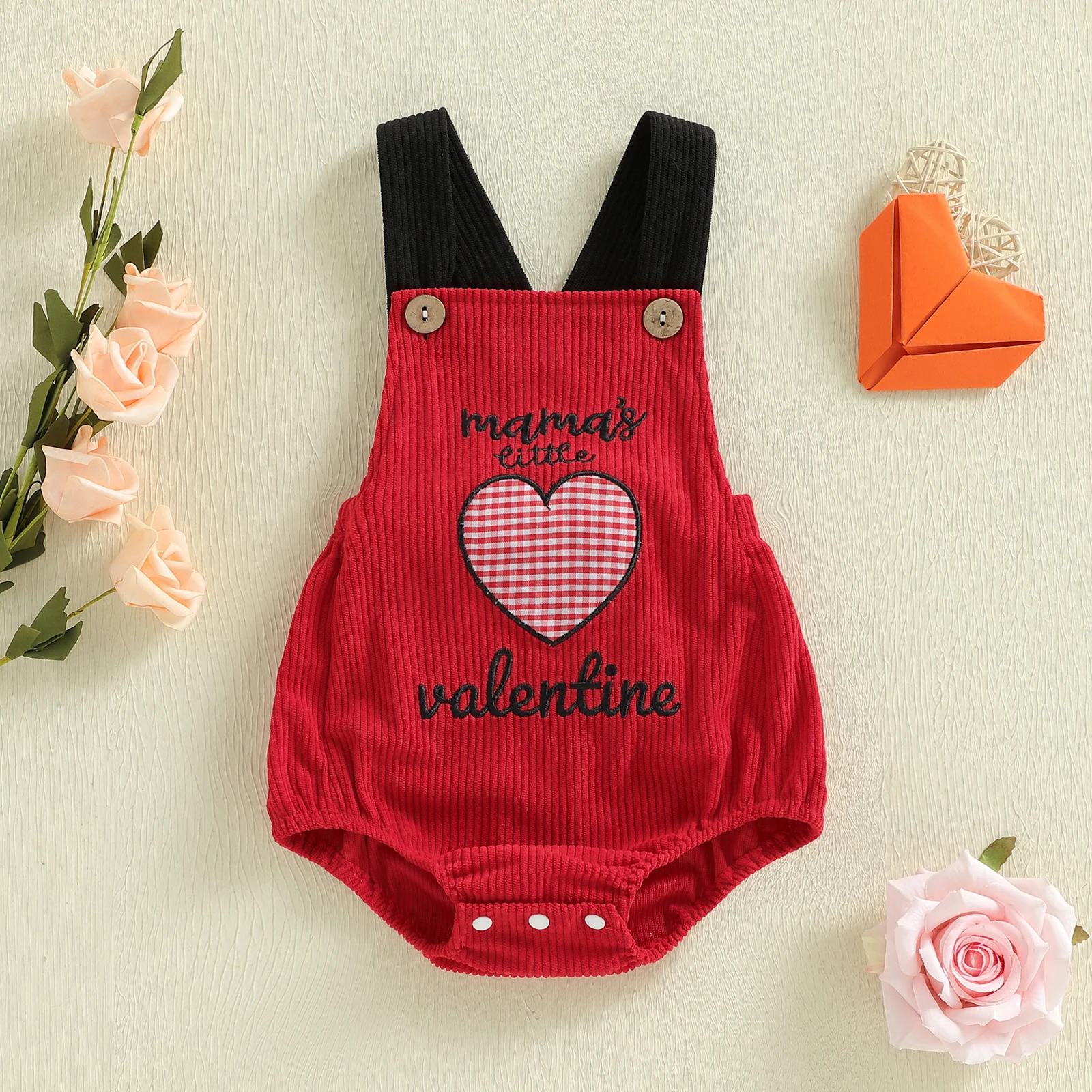 

Детский комбинезон на День святого Валентина, комбинезон с вышивкой в виде сердца и буквами, одежда без рукавов для малышей, летний весенний комбинезон, одежда