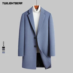 High Quality Men's Wool Coats 51% Wool Fold-over Collar Solid Color Overcoat Causal Winter Jacket Men Cloting Woolen Topcoat