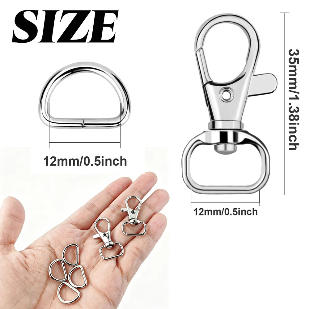 15/25/50 Sets Keychain Clip Hooks with D Rings