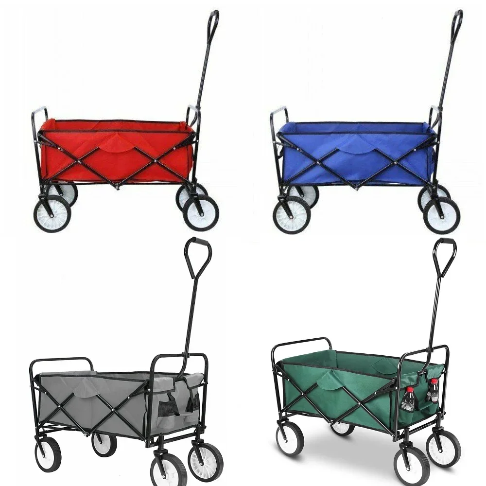 Collapsible Folding Wagon Garden Cart Beach Grocery Wagon for Shopping Park Picnic, Beach Trip, Outdoor Activities, Camping