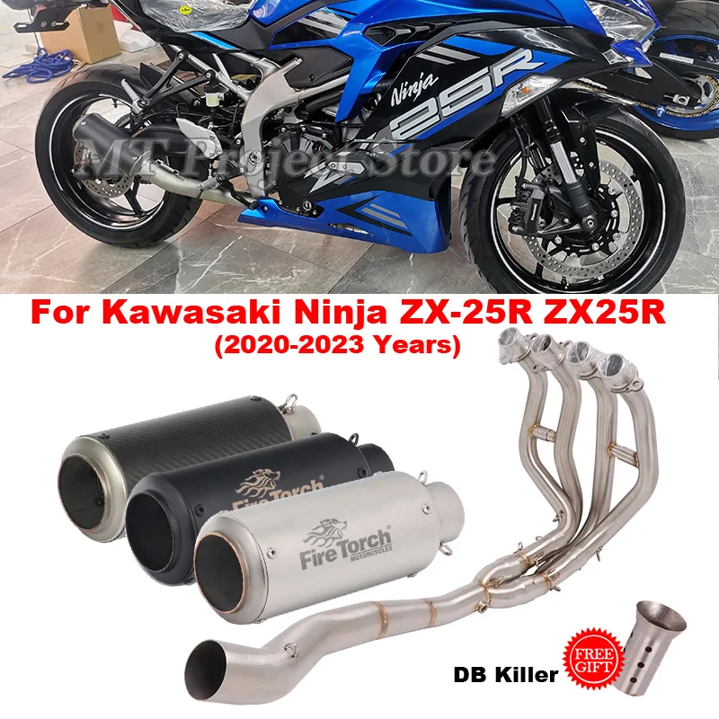 Full System Exhaust Escape Modified Front Mid Link Pipe Motorcycle Muffler For Kawasaki Ninja ZX-25R ZX25R ZX 25R 2020 - 2023