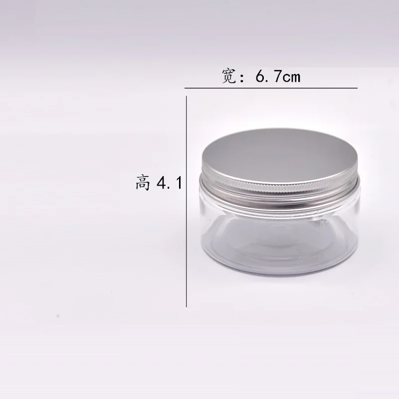 24Pcs Plastic Container Empty Clear Plastic Jar 50g 80g 100g 120g 150g 200g 250g Silver Aluminum Screw Lid Wide Mouth Bottles