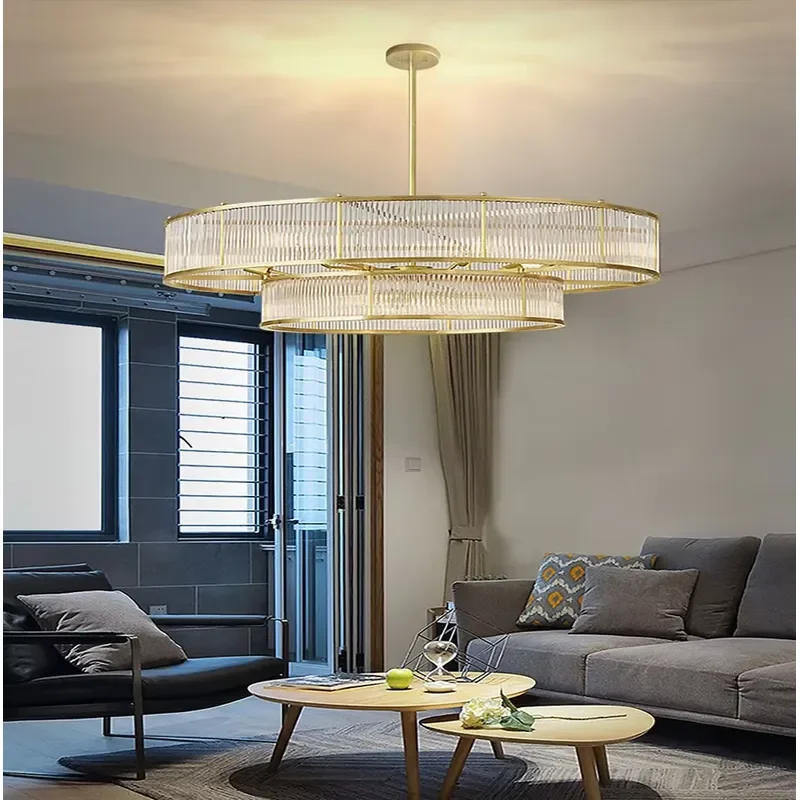 American Retro Crystal Chandelier Creative Simple Nordic Style Double Lamp for Living Room Restaurant Villa Hotel Large