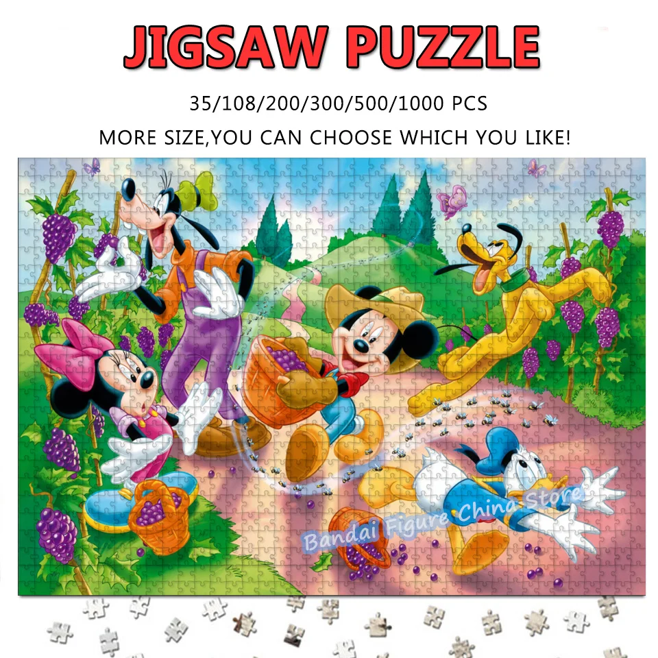 

Пазлы «сделай сам», 108/200/300/500/1000 шт., мышь, Микки, Дональд Дак, мультфильм Диснея, аниме, головоломка с принтом, распаковывающие игрушки