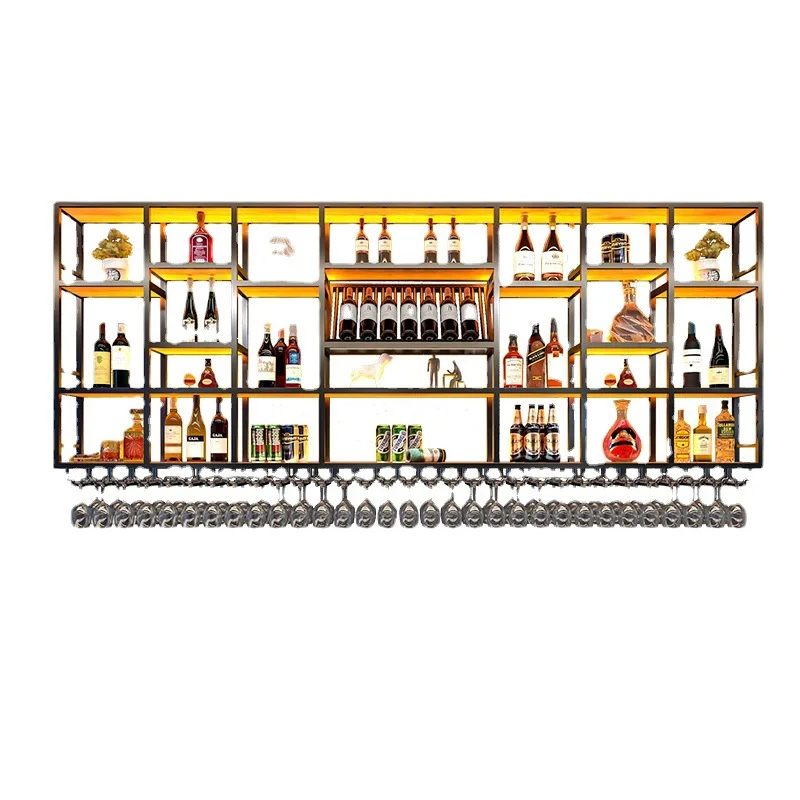 

Bar counter, wine cabinet, wall mounted, wine rack, industrial style, red wine, display rack