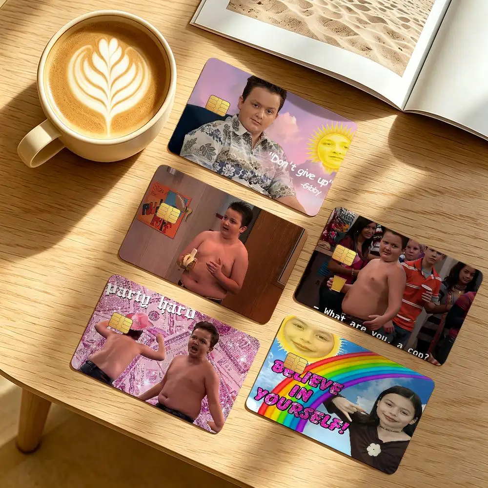 Tv Show I-Icarly Gibby Funny Credit Card Public Transportation Cards Protective Sticker Waterproof Card Face Decoration 4PCS