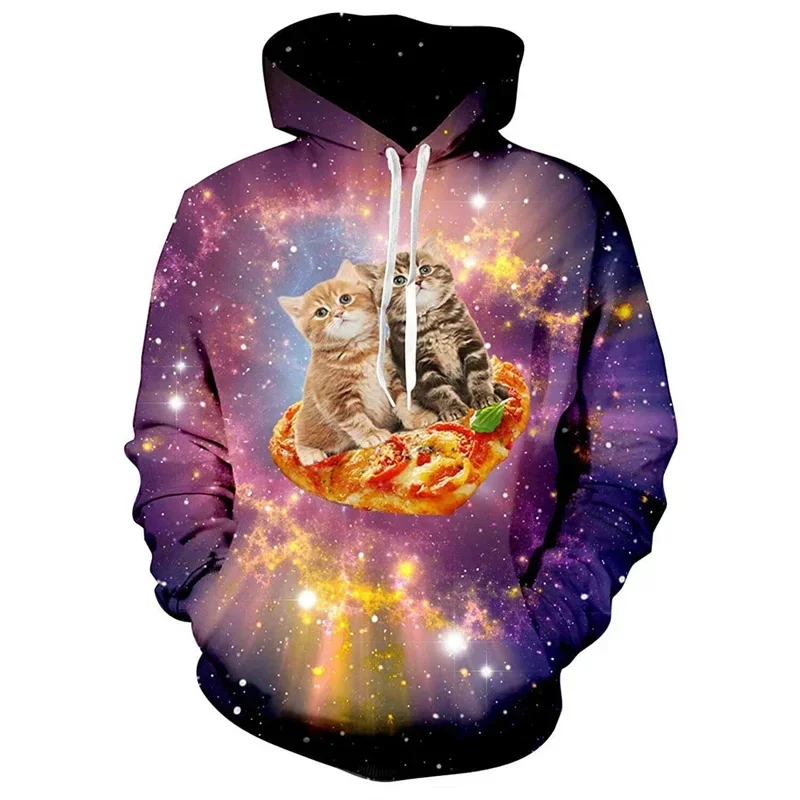 

Galaxy Cat Riding Dinosaur Shark Graphic Hoodie Men Clothing Unisex 3D Print New in Hoodies Women Harajuku Fashion Y2k Pullover