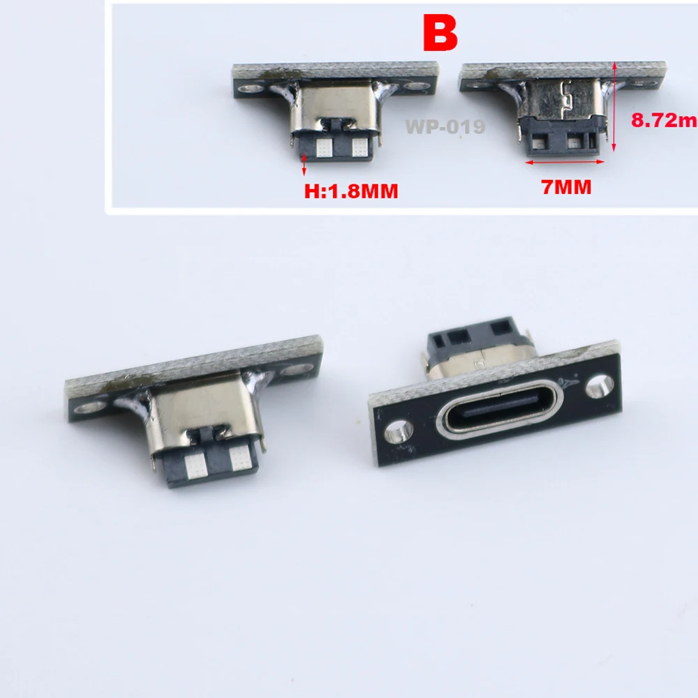 2P TYPE-C Weibliche doppelseitige Positive & Negative Plug-in Test Board USB 3,1 W/ PCB board Connector Daten Lade Port 2pin