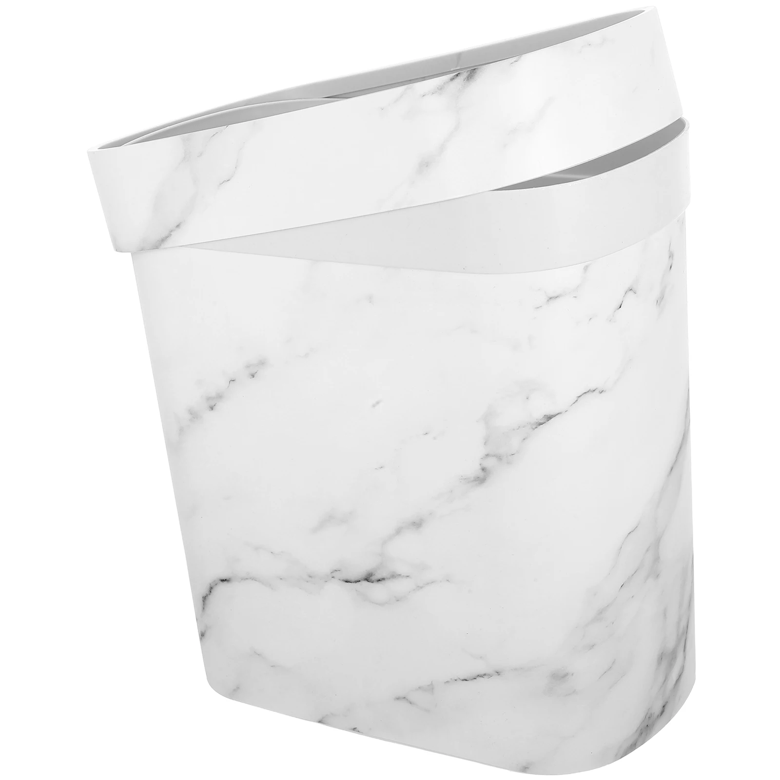 

Bedroom Trash Can Marble Design Narrow Bathroom Wastebasket Oval Kitchen Baskets Garbage Bin
