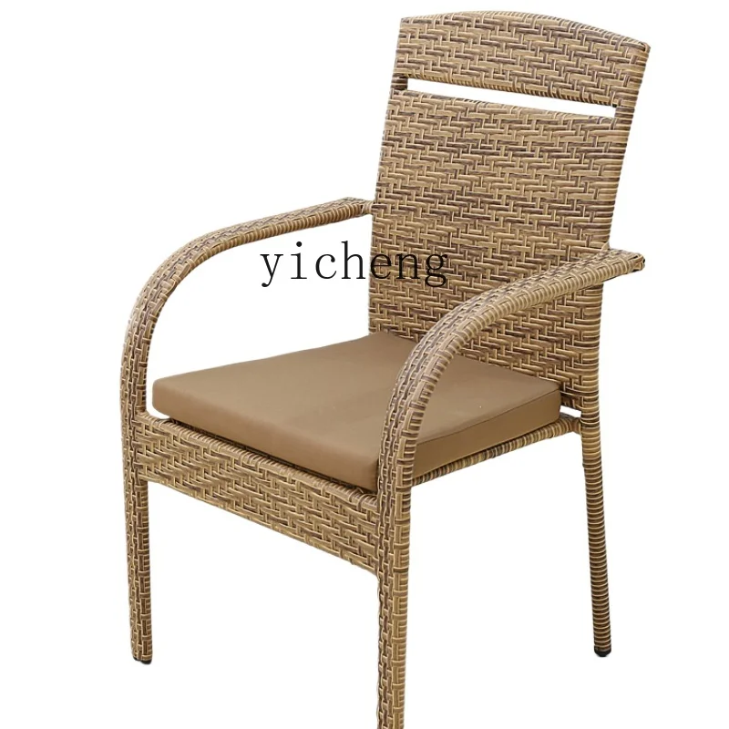 Tqh Rattan Table and Chairs Combination Outdoor Sunshine Room Leisure Rattan Chair Suit Living Room Terrace