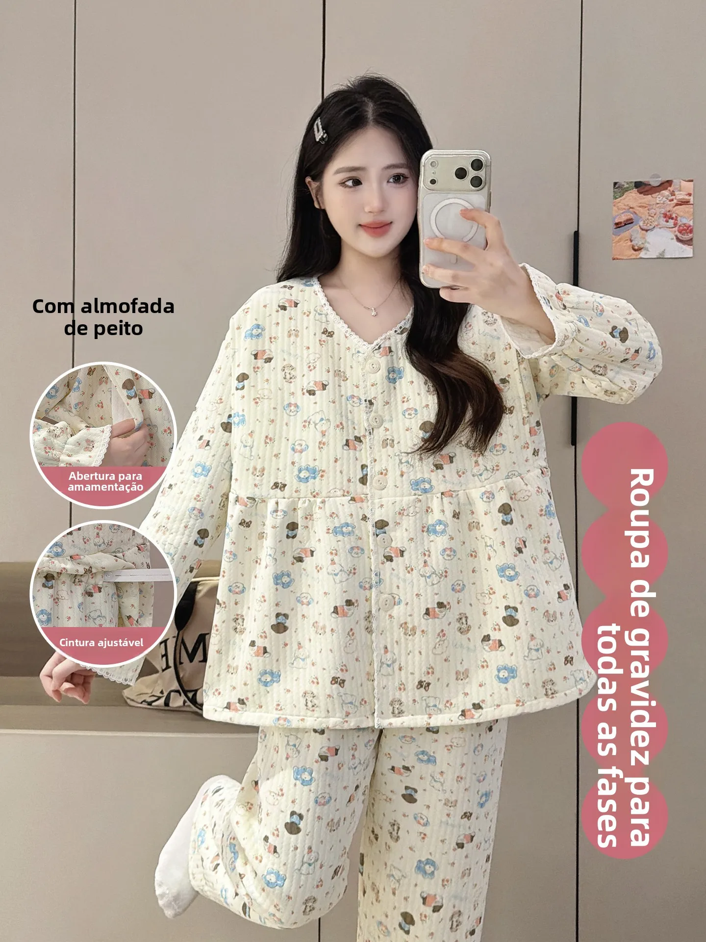 camicia-da-notte-imbottita-in-cotone-traspirante-a-maniche-lunghe-ideale-per-l’allattamento-da-donna-per-l’autunno-e-l’inverno-un-set-di-abbigliamento-da-casa-caldo-con-stampe-a-tema-cartone-animato-ideale-per-la-gravidanza-e-per-dormire