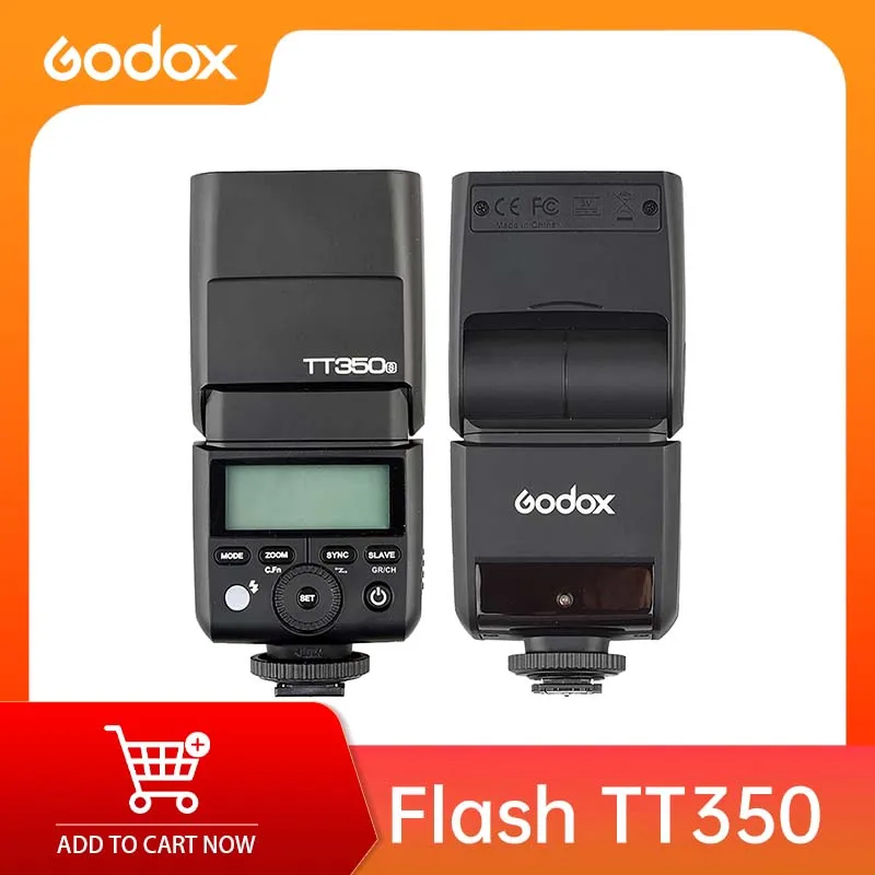 Flash Godox TT350 TTL Speedlite GN36 HSS 2.4G Inalámbrico Mini con Zoom, Modo Maestro/Esclavo para Cámaras Canon, Nikon, Sony, Fuji, Olympus y Mirrorless