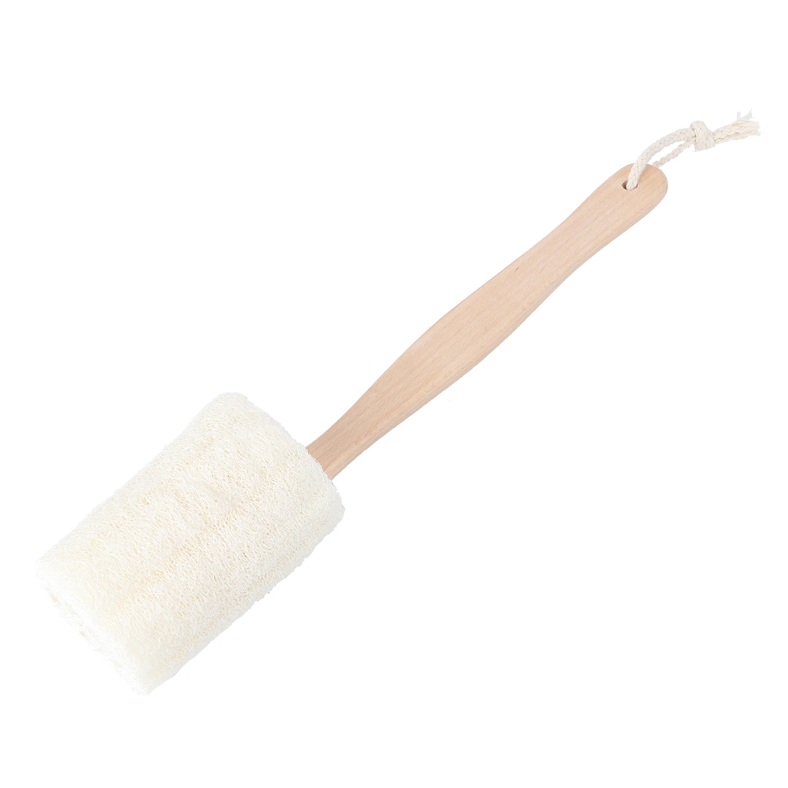 Spazzola per la schiena in luffa Manico lungo in legno Spugna per doccia esfoliante naturale per il corpo da bagno Corda per appendere ad asciugatura rapida Bagno domestico