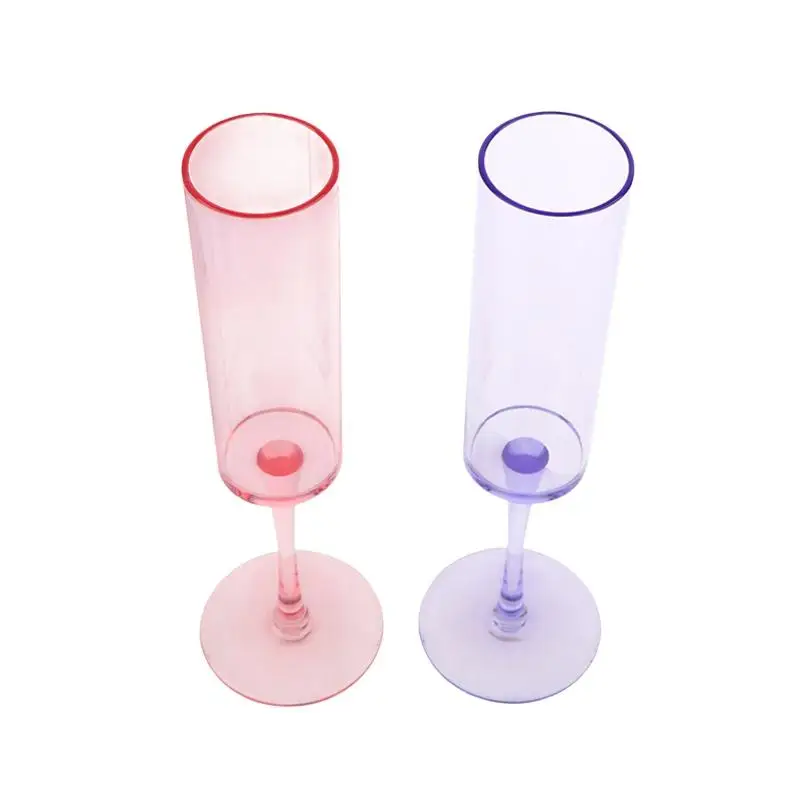 Champagne Flutes 5.5 OZ PET Champagne Glasses Stemmed Coupes Wedding Party Wine Cups Crystal Wine Cocktail Cup Toasting Glasses - view 2