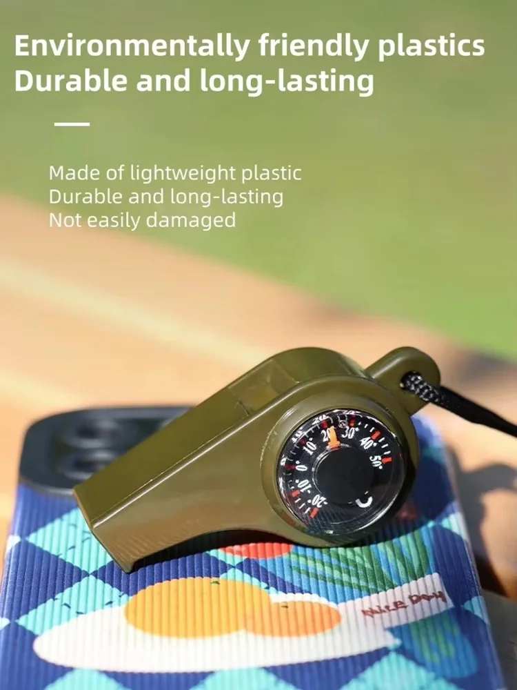 3-in-1 Outdoor-Notfallpfeife mit Kompass, Thermometer, Outdoor-Pfeife, Bequem zu Tragen, Geeignet für Camping und Wandern – Detail 8