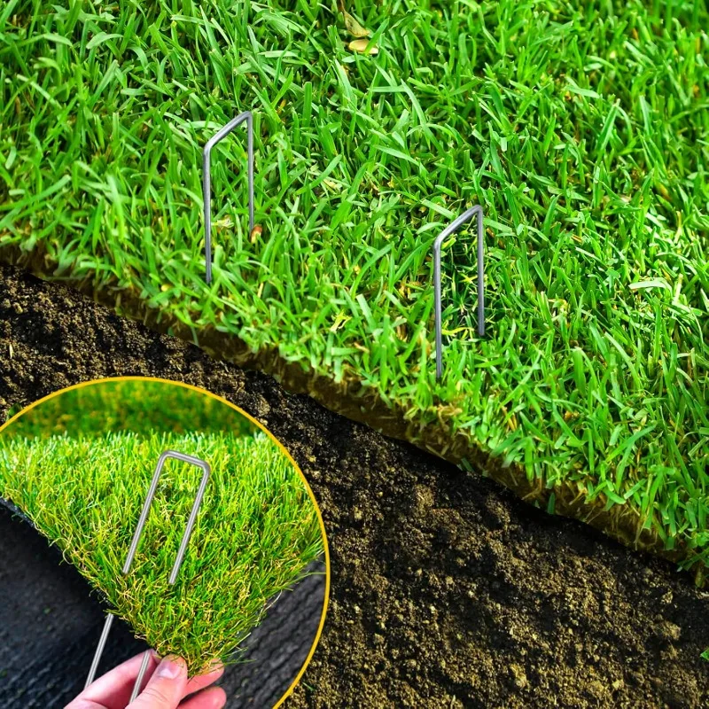 10 Pcs U-shaped Garden Nails Artificial Grass Nails Heavy Fence Pile Nail Used To Fix Fences and Weed Barriers Gardening Tools