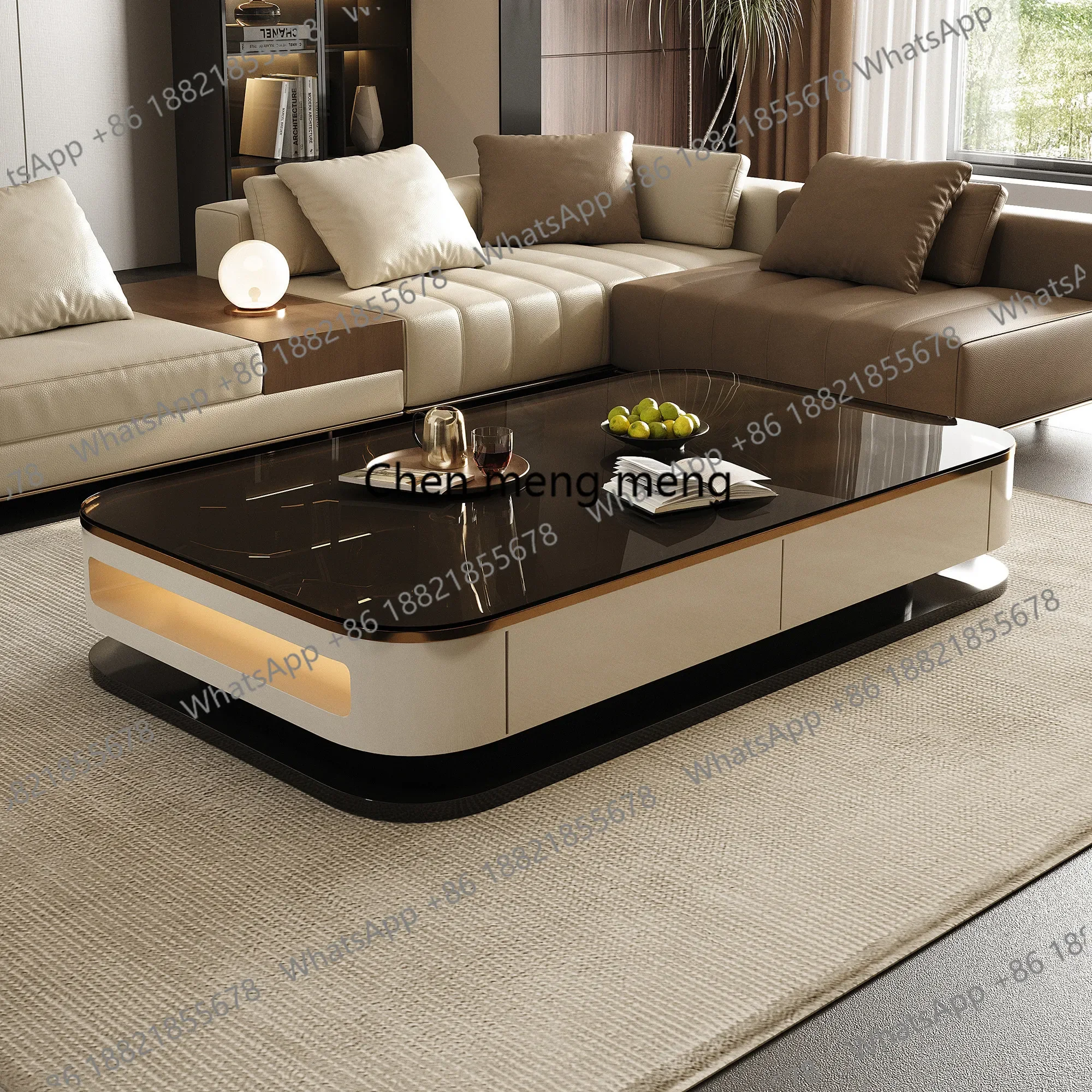 z183 coffee table living room new creative high-end increase large apartment type bright slate tempered glass combination