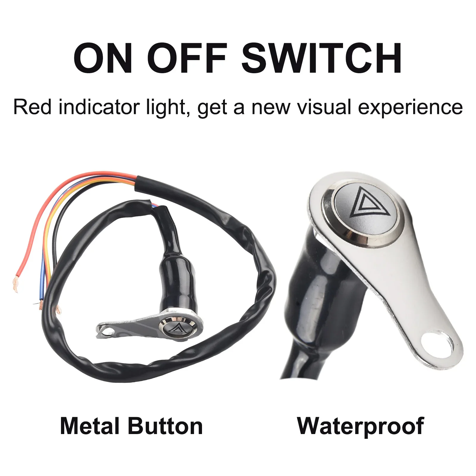 Red LED Motorcycle Switch ON+OFF Handlebar Mount Push Button 12V Work Light Manual-Return Button(ON/OFF) With Indicator