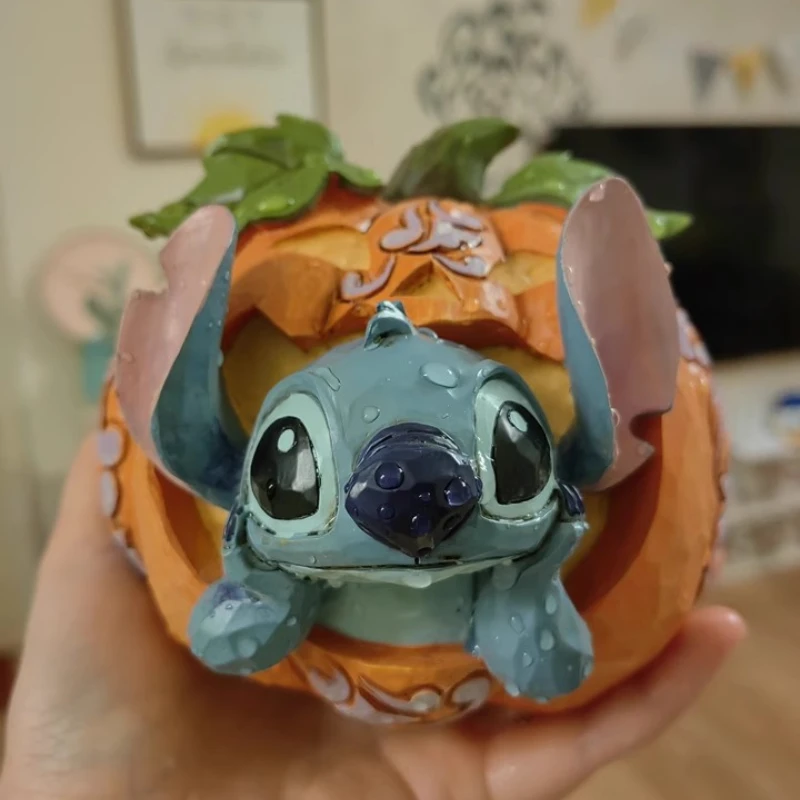 13cm Disney Exquisite Stitch Halloween Pumpkin Resin Tide Play Collection Desktop Model Ornaments Children Birthday Gifts Toy