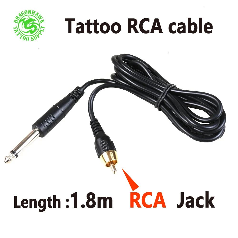 

DRAGONHAWK Tattoo Power Supply Cable RCA/DC Jack Connector Wire for Rotary Coil Tattoo Machine Gun 1.8M Durable Tattoo Supplies