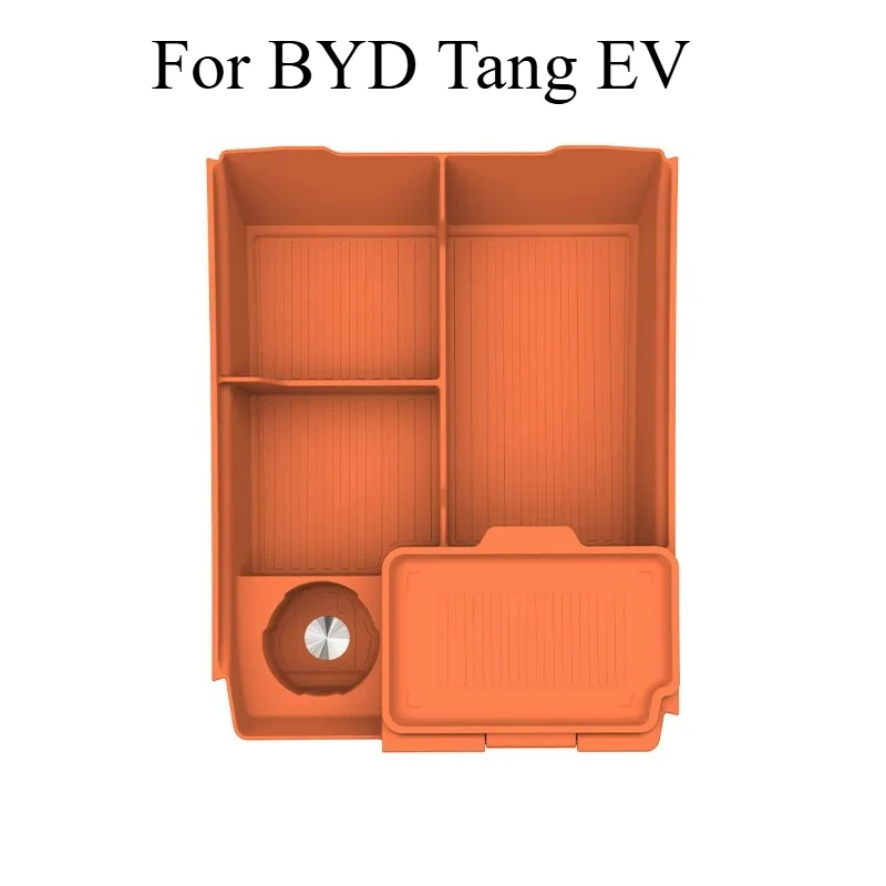 For BYD Tang EV Center Console Storage Box Organizer – Armrest Secondary Storage Tray with Silicone Anti-Slip Mat Car Interior