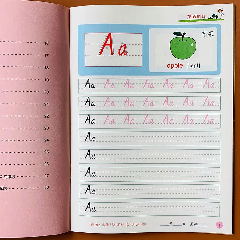 Calligraphy Books Preschool Manuscript Children Exercises Copybook Description 3D Round Writing 26 English Alphabet Uppercase