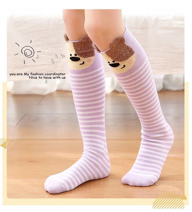 Kinder-Wärmesocken, Kurze Niedliche Cartoon-Socken, Kniehohe Kindersocken, Baumwoll-Babysocken mit Tiermotiven, Überkniestrümpfe für Mädchen – Detail 7