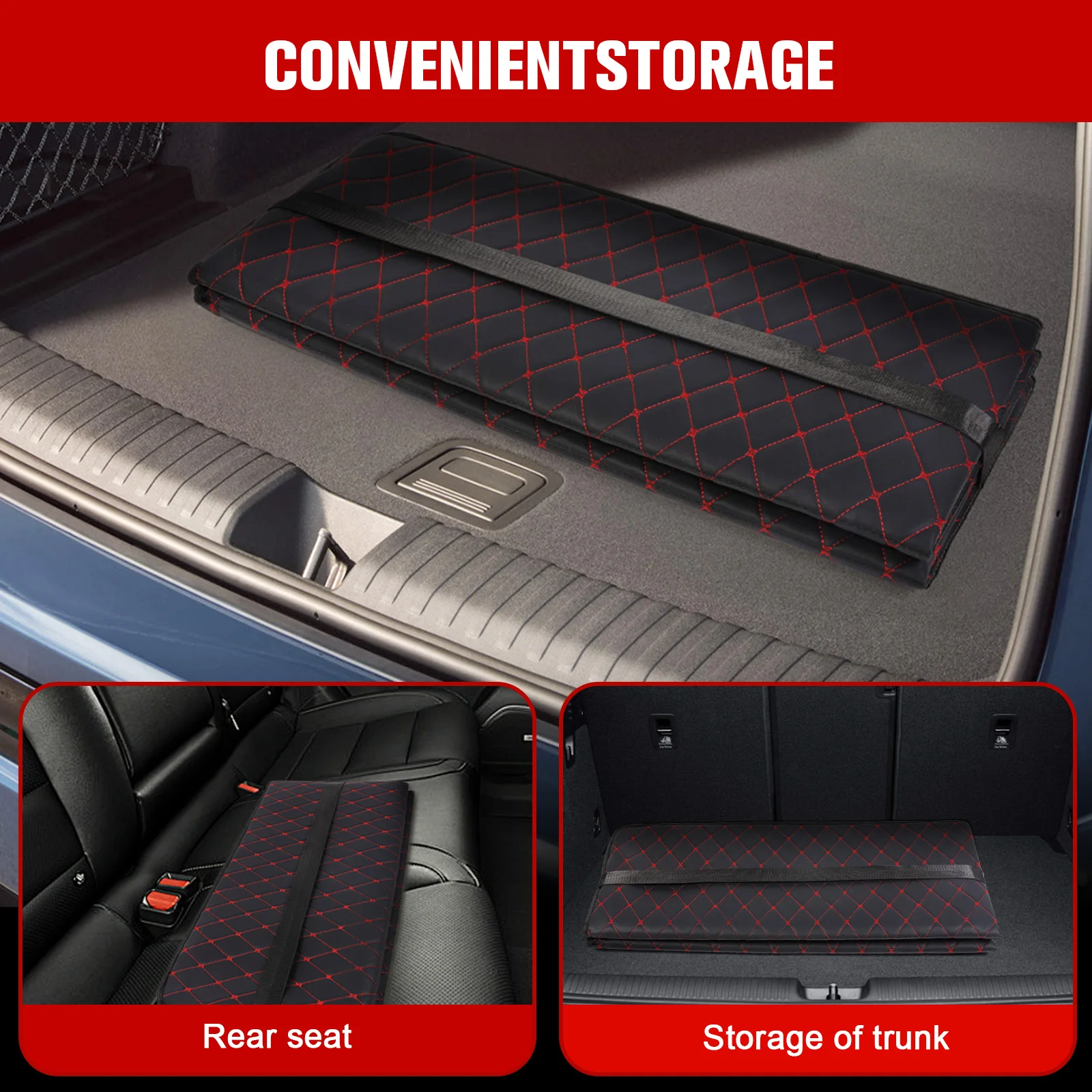 

Car Mattress PU Leather Portable Back Seat Travel Mattress Non-Inflatable Car Back Seat Folding Bed Mattress for Car Traveling