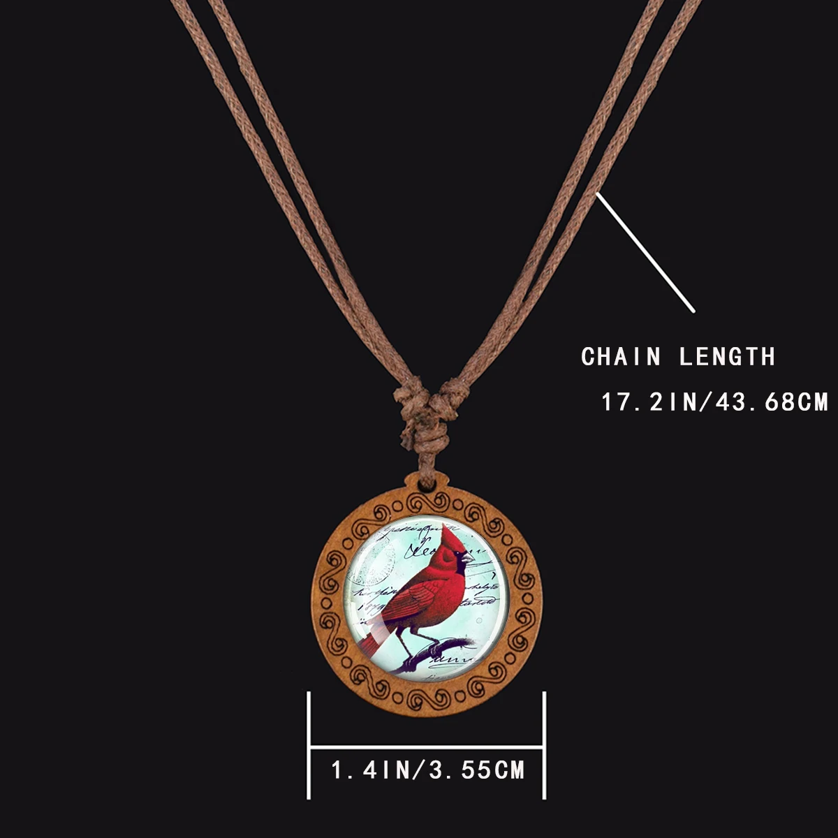 Cardinal Bird Pendant Necklace Vintage Art Memorial Keepsake Gift For Christmas Holiday Wearable Hanging Decor For Men