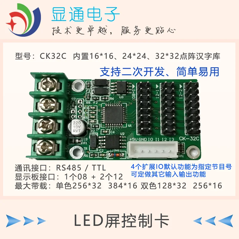 LED Display Control Card with Font Library Supporting Modbus Protocol 485 Configuration PLC Communication Secondary Development