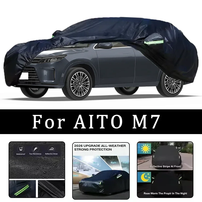 

For AITO M7 Car Covers Outdoor Waterproof Dustproof Sun Rain Snow Protection Thick Oxford Cloth Full Car Accessories
