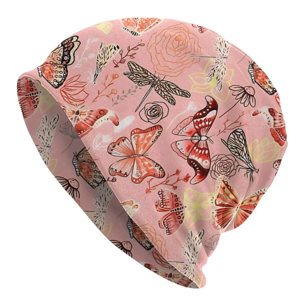 Dragonflies Butterflies Men's Beanies Printed Chemotherapy Pile Outdoor Turban Breathable