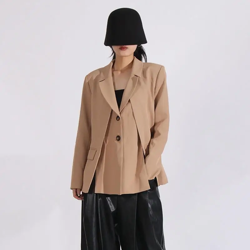 

Faionable Casual Loose Women's Suit Jaet Transient Splice High-End Autumn New Sle Long Sve Color
