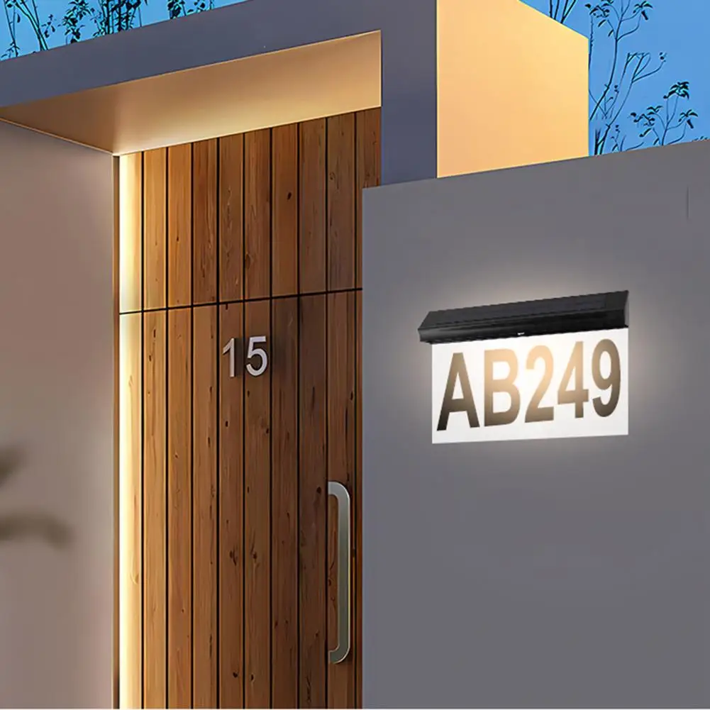 

Long-lasting Solar Powered Address Plaque Waterproof Solar Address Sign Illuminated House Numbers for Home Yard Street Outdoor