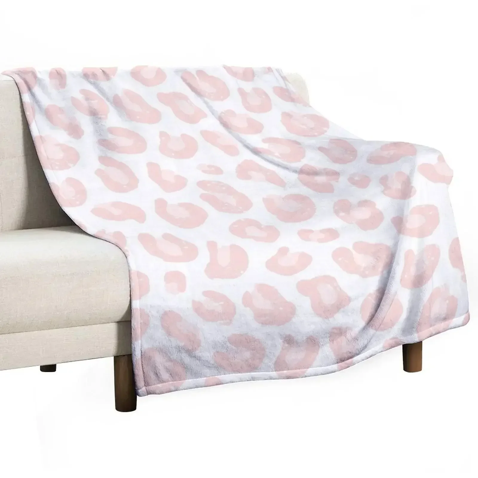 Leopard Print - Pink and White Throw Blanket Comforter Fashion Sofas Decorative Sofas Moving Sofa Quilt Bed linens Blankets