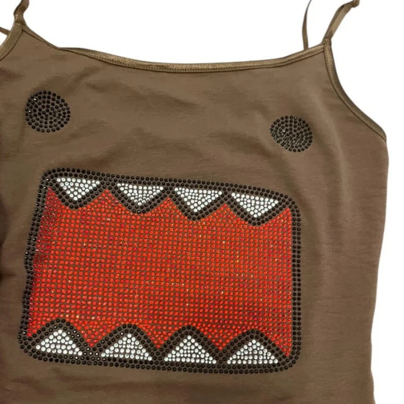 Retro Summer Hot Stamping Animation Sleeveless Backless Slim Fashion Camisole Vest Personalized Casual Basic Top Exposed Navel